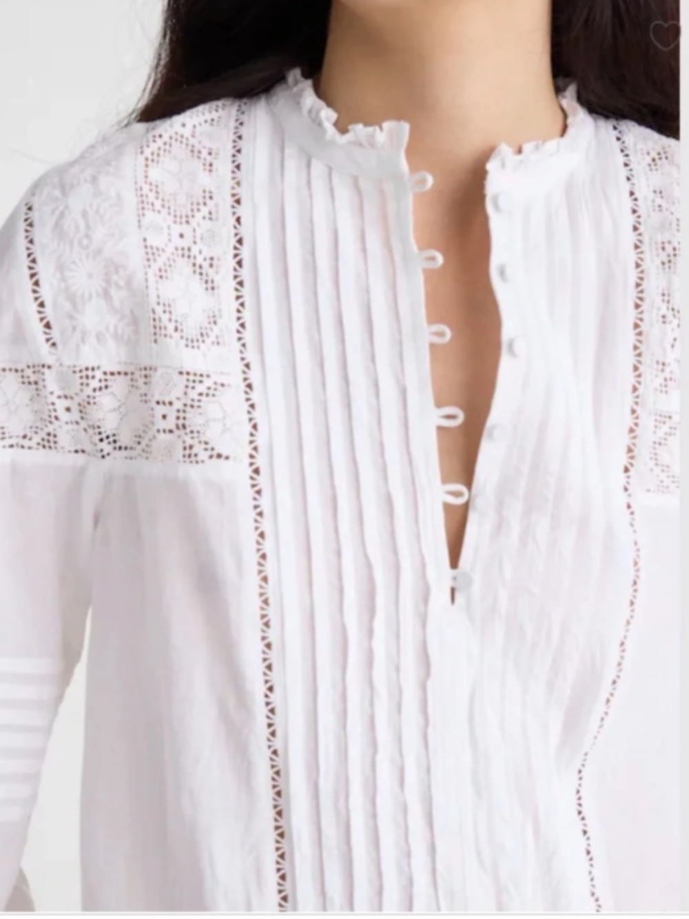 MADEWELL Eyelet Button-Up Long Sleeve Blouse in White: Sz M